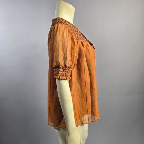Moon River Small Embroidered Orange Blouse R5 - Picture 2 of 4
